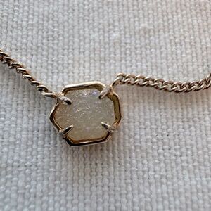 Kendra Scott Tess Gold Necklace Iridescent Drusy White Stone